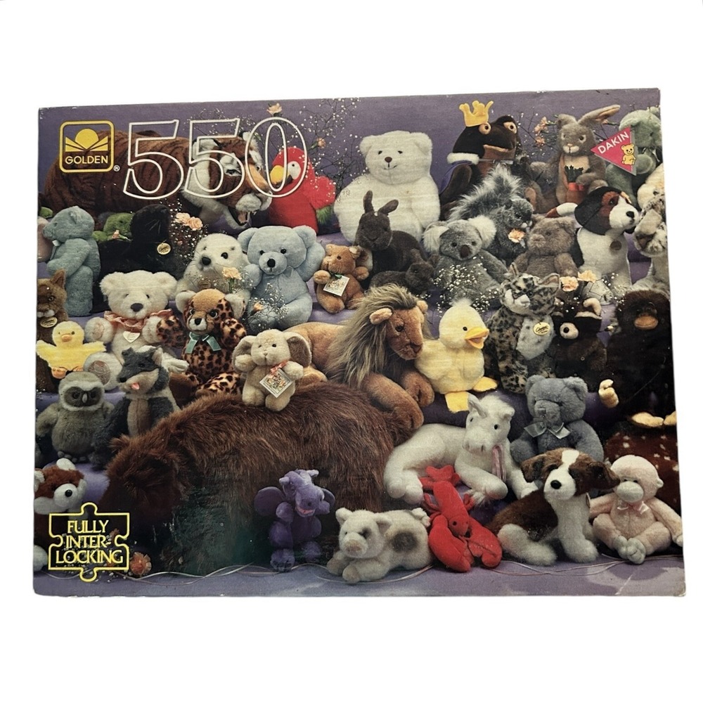Vintage GOLDEN Jigsaw Puzzle Dakin Animal Plush 550 Piece  4729-44 NEW Complete